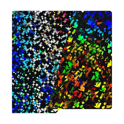 IdeaFormer-3D Confetti PEF+Galaxy PEY Holographic Kobra S1 X Build Plate 264x276mm, Rainbow PEF PEY Spring Steel Bed Plate Flexible Smooth Sheet for Anycubic Kobra S1, X, Combo - color: PEF PEY (Rainbow Confetti+Galaxy)