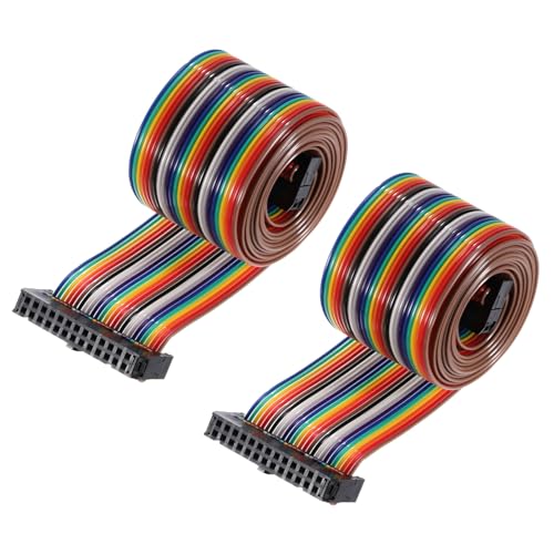 uxcell 2Pcs Flat Ribbon Cable 2.54mm Pitch 26 Pin Female to Female Rainbow
