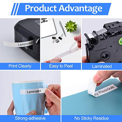 USUPERINK 10 Pack TZe-211 6mm 0.23 Laminated White Tape Compatible for Brother P-Touch Label Maker TZ-211 TZe211 TZ211 TZe TZ Label Tapes for Ptouch PTD210 H110 H100 D400 D600 D200 - size: 1/4'' (6mm)