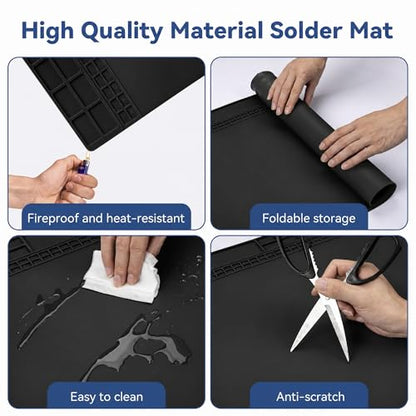 Kaisi Extra Large Soldering Mat, 932°F Heat Resistant Silicone Solder Mat - color: Black, size: 27.6" x 15.7"