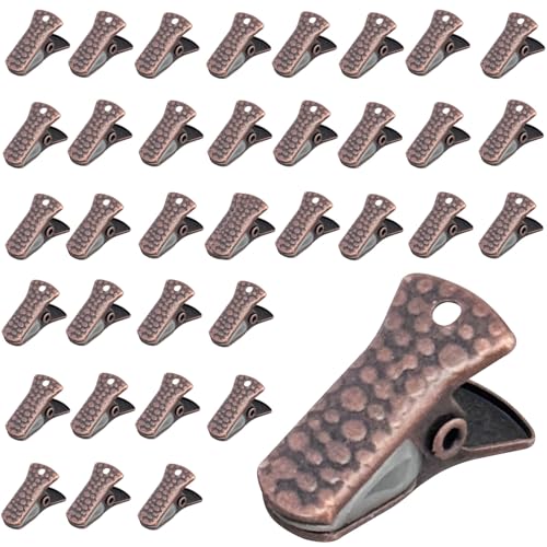 35 Pack Mini Metal Alligator Clips for Crafts Non-Slip Silicone-Coated Retro DIY Badge Small Spring Clips (Copper) - color: Copper