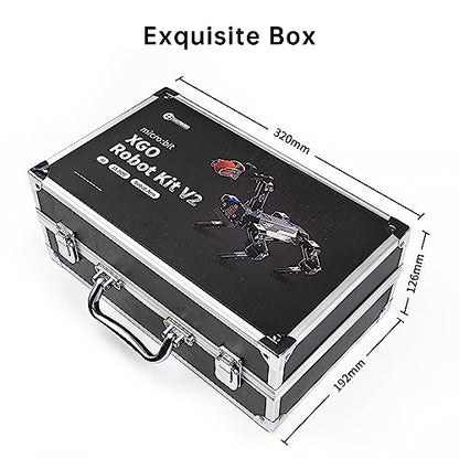 ELECFREAKS microbit Robotic Dog Xgo V2 Kit, 15 Movable Joint DIY Programmable Full Metal Bionic Robot Kit, STEM Educational Project for Open Source Hardware(Without Micro:bit)