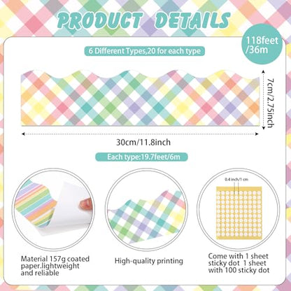 Containlol 118ft Bulletin Board Border Classroom Border, Macaron Pastel - style: Macaron Pastel