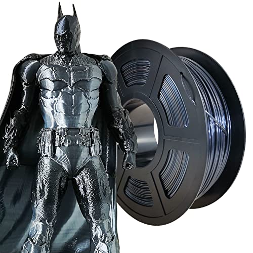 PLA Silk Black Silver 3D Printer Filament 1.75mm, Metallic Silk PLA Filament, Glossy Black and Silver Filament, Shiny Dual Color 3D Printing Filament for Figures, Armor, 1kg Spool - color: Pla_n2_silverblack
