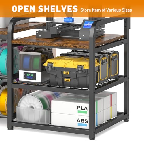 Dual‑Zoned 3D Printer Table with Filament Storage&AMS System Storage Shelf.