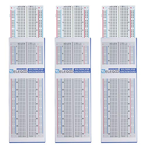 ELEGOO Upgraded 37 in 1 Sensor Modules Kit & ELEGOO 3pcs Breadboard 830 Point Solderless Prototype PCB Board Kit
