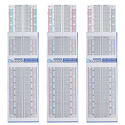ELEGOO Upgraded 37 in 1 Sensor Modules Kit & ELEGOO 3pcs Breadboard 830 Point Solderless Prototype PCB Board Kit