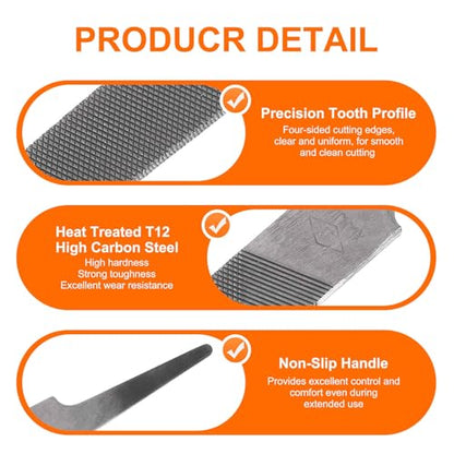 HARFINGTON Tip Medium Cut File High Carbon Steel Double Cut Teeth 10" - size: 10", style: Medium