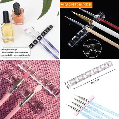 AKOAK 3 Pcs Nail Art Penholder Acrylic Makeup and Nail Brush Organizer Art and Craft Painting/Carving Brush Display Stand Can Hold 5 Individual Brushes