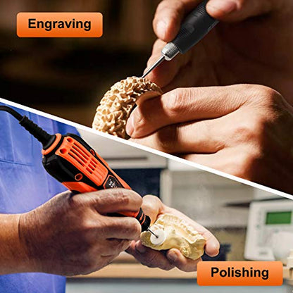 GOXAWEE Mini Power Rotary Tool Kit with Flex Shaft -180Pcs Accessories - color: Orange Rotary Tool Kit
