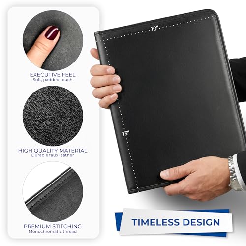 Samsill Professional Padfolio - Faux Leather Portfolio Folder for Men and Women, Leather Padfolio with 8.5 x 11 Writing Pad, Resume Portfolio Folder, Functional Business Portfolio for Meetings and Interviews, Black - size: Letter - 8.5 x 11 inches, style:
