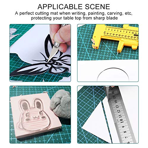 A5 Self Healing Cutting Mat, Professional Non-Slip Cutting Surface with Grid Ruler for Arts and Crafts, 8 by 6 Inches (Green)