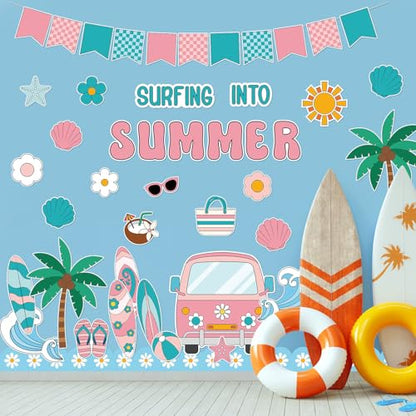 Epakh Summer Bulletin Board Set Back to School Groovy Decor for Classroom - style: Beach