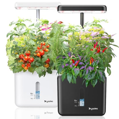 2 PACK Plant Pots Indoor Garden Planter Growing Systems Small Smart Soil Gardening System with 17 Watts LED Grow Light Auto Timer Self-Watering Soil Planter Pot Gifts for Mom Women (No Seeds&Soil) - color: Black&white