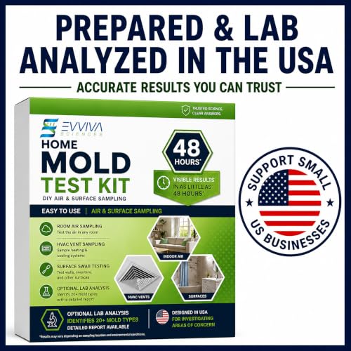 Evviva Sciences Home Mold Test Kit, DIY Air, HVAC Vent and Surface Sampling, Optional Lab Analysis, Identifies 20+ Mold Types