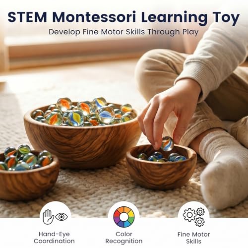 POPLAY 61PCS Marbles Games for Kids, with Gift Box for Marbles Run Games, Classroom Crafts Supplies Kit - style: Multi-Size Marbles
