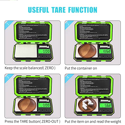 Fuzion Pocket Gram Scale, 500g x 0.01g Digital Jewelry Scale High Precision - color: Green, size: 500/0.01g