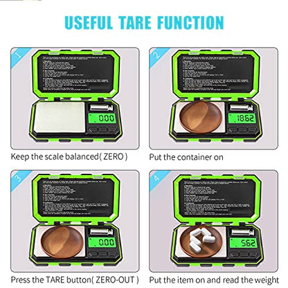 Fuzion Pocket Gram Scale, 500g x 0.01g Digital Jewelry Scale High Precision - color: Green, size: 500/0.01g