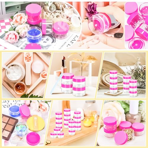 40Pack 15g Small Plastic Cosmetic Containers with Lids, 15gram Plastic Makeup Containers Jars with Spatulas, 15ml Sample Jars Travel Size Containers for Toiletries Lip Balm Cream Slime Lotion - color: Pink, size: 15g