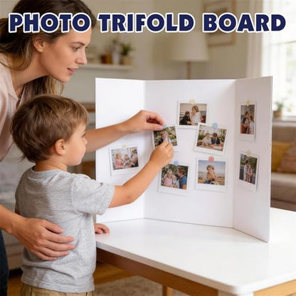 30 Pack White Trifold Poster Board, 16in x 24in Corrugated Project Board - size: 16''x24''-30P