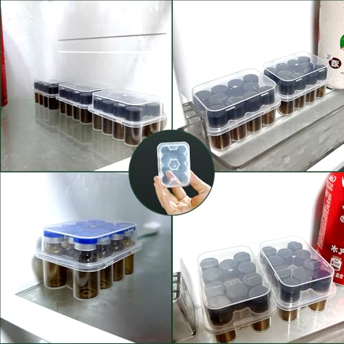 4-Pack Peptide Case for Fridge, 3 mL Vial Holder for Refrigerator, 10-Slot Insulin & Peptide Holder Each, 40 Slots Total, Semi-Transparent Vial Storage Case for Diabetic Care - size: 4-PACK