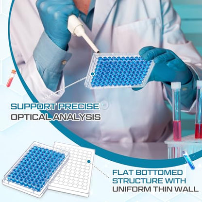 Weysat 20 Pcs 96 Well Tissue Culture Plates with Lids Flat 4.92x3.34x0.63 "