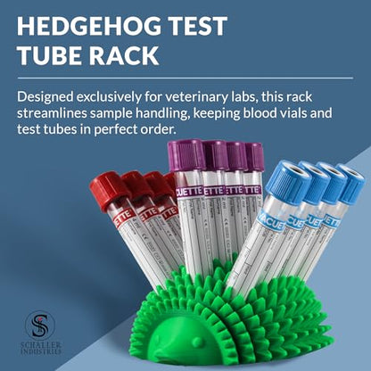 Schaller Hedgehog Veterinary Test Tube Rack, Holds 12 Vials, 13mm, Green - color: Green, size: 13mm Tubes