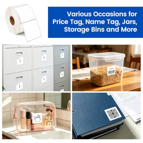 LLIKED 2"x2" Removable Labels 750 Thermal Labels with No Residue - size: 750 labels