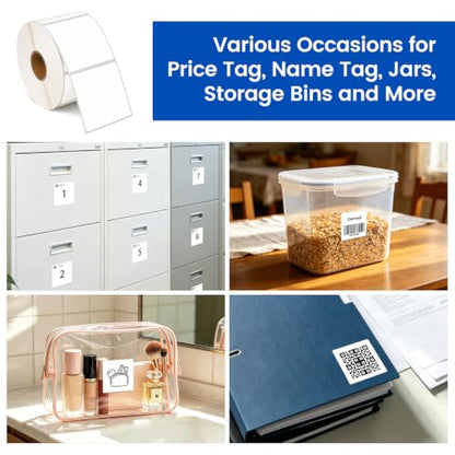 LLIKED 2"x2" Removable Labels 750 Thermal Labels with No Residue - size: 750 labels