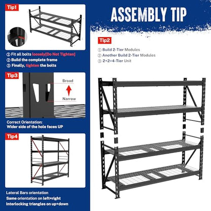 WORKPRO 77-Inch Garage Utility Shelving, 6400 lb Heavy-Duty Rack - size: Sectional77"W X 24"D X 72"H
