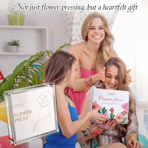 Foboull 10" x 10" Acrylic Flower Pressing Kit with Storage Bag and Detailed Instructions, Gift Flower Pressing Kit for Adults, DIY Plant Preservation