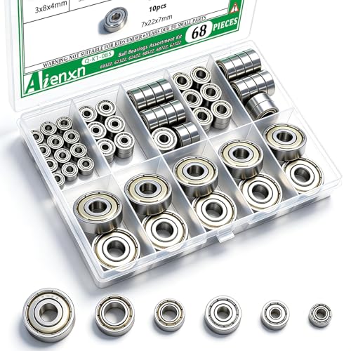 68PCS Ball Bearing Kit, 6 Sizes- 693ZZ,623ZZ,624ZZ,685ZZ,687ZZ,627ZZ