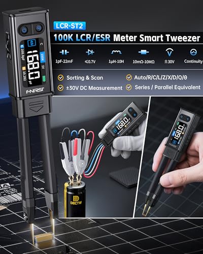 FNIRSI LCR-ST2 100kHz LCR Meter Tweezer SMD & Through-Hole Component Tester - style: LCR-ST2 + Kelvin Clip