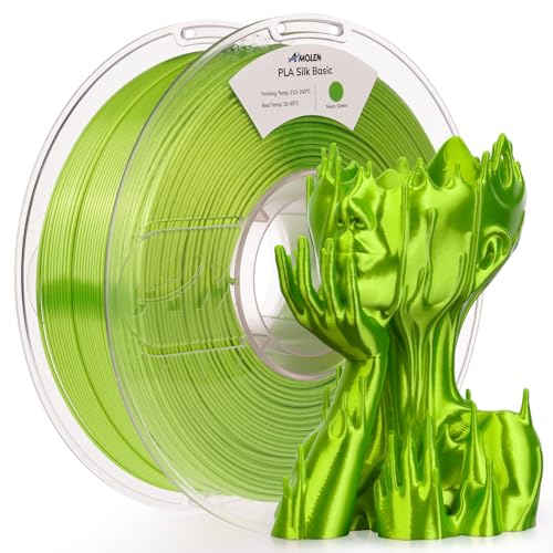 AMOLEN Silk PLA Filament Neon Green, 3D Printer Filament 1.75mm for 3D Printing 1kg(2.2lbs) Spool Compatible with Most FDM Printer - color: Neon Green
