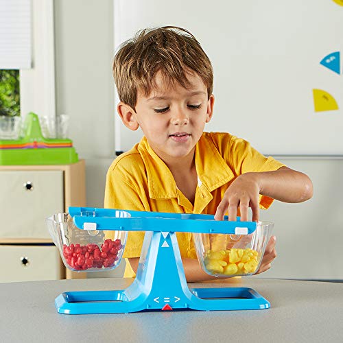 hand2mind Blue Nestable Bucket Balance, Clear Double Bucket Balance Scale for Liquids and Solids, Easy to Assemble Kids Scale, Space Saving Storage Base, Balance Scale for Classroom (Set of 1) - style: Set of 1