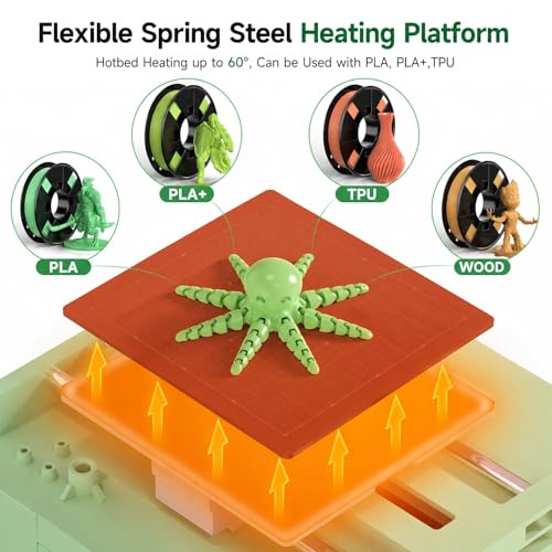 Entina Tina2S 3D Printer for Kids & Beginners, Fully Assembled Mini 3D Printer with Auto Leveling, Easy Setup, WiFi & App Control, Huge Model Library, Heated Spring Steel Build Plate for Home & School - color: Green