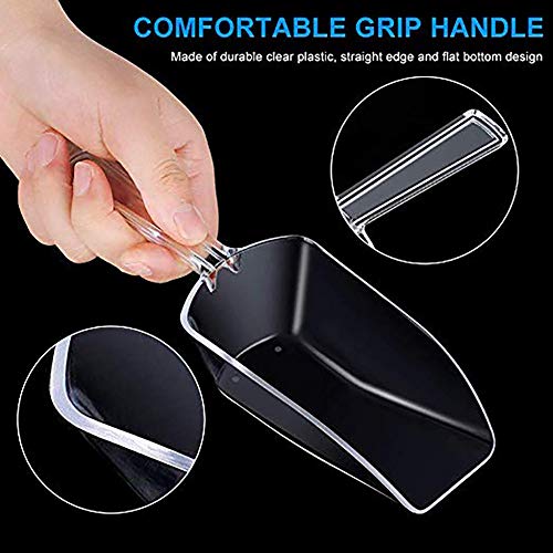 12 Pcs Mini Clear Acrylic Plastic Kitchen Scoops, 5.5" Flat Bottom Ice Scoop for Weddings, Ice, Candy Dessert Buffet, Protein Powders, Coffee, Tea