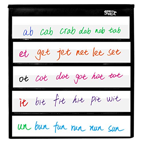Black Tabletop Desktop Pocket Chart with Bonus 20X Dry Erase Cards. Double Sided and Self-Standing (13” X 12”) - color: Black, size: Blank Cards