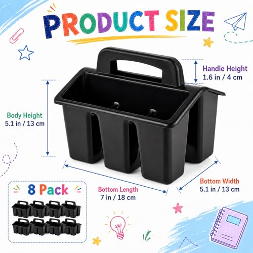 gisgfim 8 Pack Black Classroom Caddy Table Organizer with Handle - color: Black