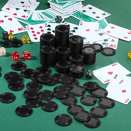 Leitee 1000 Pcs Plastic Poker Chips, 38 mm Interlocking Game Tokens, Black - color: Black