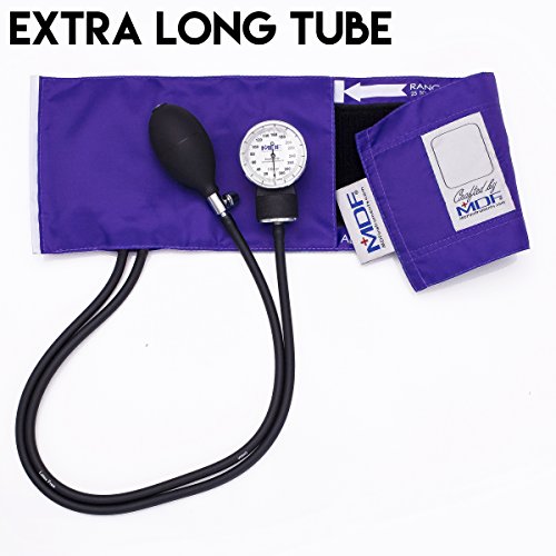 MDF Instruments, Calibra Aneroid Premium Professional Sphygmomanometer, Blood Pressure Monitor with Adult Cuff & Carrying Case, Lifetime Calibration, White Dial, Purple Cuff, MDF808M08 (Pack of 2) - color: Purple, size: Standard Gauge - Adult Cuff (Pack o