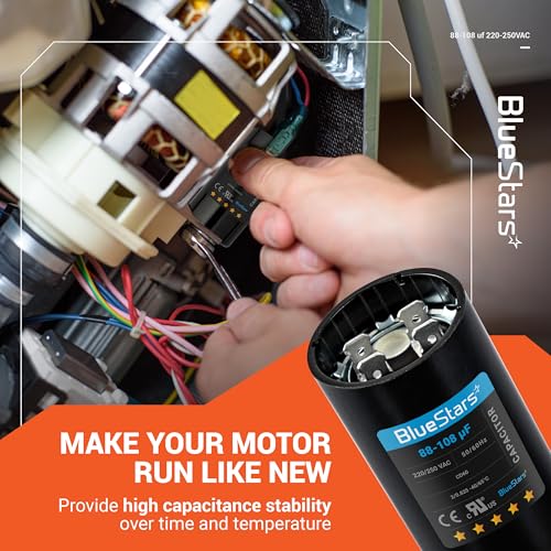 [2025 Upgraded] BlueStars 88-108 uF MFD 220-250VAC Motor Start Capacitor - size: 88-108 MFD 220-250 VAC