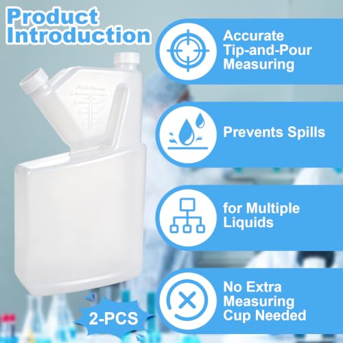 2Pcs 32oz Tip Measure Container Tip and Pour Measuring Cup, Up to 4oz