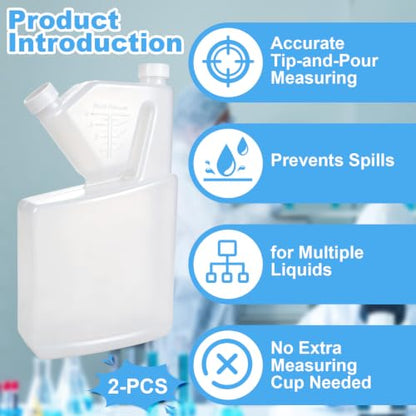 2Pcs 32oz Tip Measure Container Tip and Pour Measuring Cup, Up to 4oz