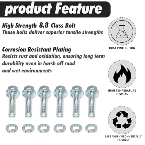 6‑Pack Engine to Transmission Bell Housing Bolts Kit for GM SBC & BBC to TH350,TH400,700R4,200R4 Transmissions,3/8‑16 x 1‑1/2″ Grade 8.8 Flanged Hex Engine‑to‑Trans Fasteners
