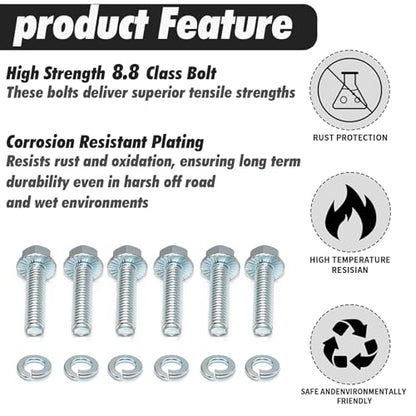 6‑Pack Engine to Transmission Bell Housing Bolts Kit for GM SBC & BBC to TH350,TH400,700R4,200R4 Transmissions,3/8‑16 x 1‑1/2″ Grade 8.8 Flanged Hex Engine‑to‑Trans Fasteners