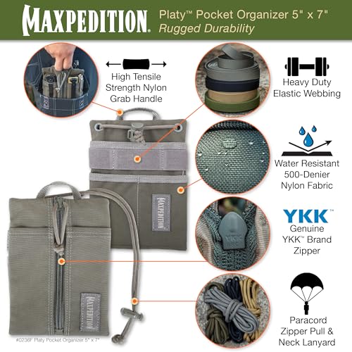 Maxpedition Platy Pocket Organizer, EDC Tool Pouch, Neck Wallet - color: Foliage, size: 5" x 7"