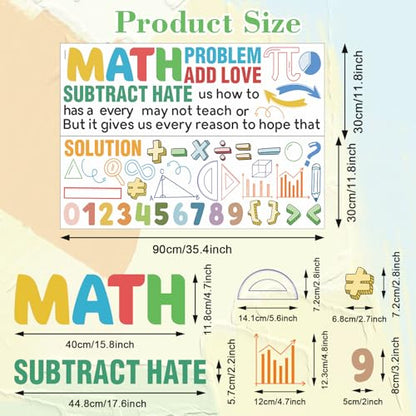 LHIUEM 2 Sheets Large Math Quotes Wall Decals,Inspirational Mathematics Wall Stickers,Big Geometry Symbols Stickers,Fun Math Decals Blue Orange Colors,Full Algebra Posters for School Classroom Nursery - color: Big Math Wall Sticker