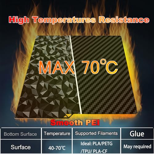 264x276mm 3D Printer Build Plate Smooth PEO+Smooth PET Spring Steel Sheet for Anycubic Kobra S1/ Kobra X/Kobra 4 Heated Bed (Carbon Fiber + Diamond Pattern) - size: 264x276mm