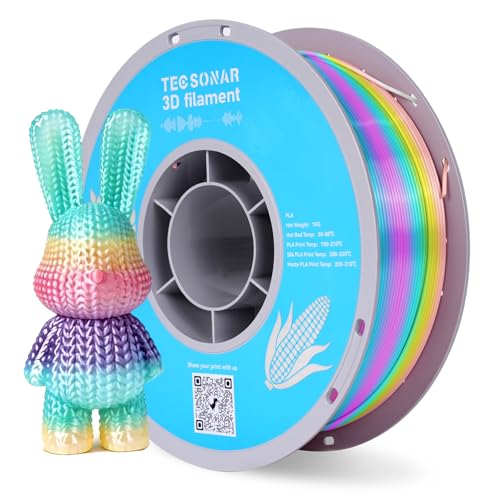 Silk Rainbow PLA 3D Printer Filament, 1KG Spool(2.2lbs) 1.75mm PLA Fast Color Change 3D Printing Material, Multicolor PLA,Gradient Filament for Most FDM 3D Printers,Ice Cream Color - color: Ice Cream Color